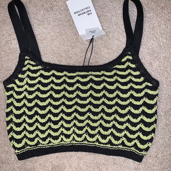 Zara black and neon stripped material crop top - Picture 1 of 1